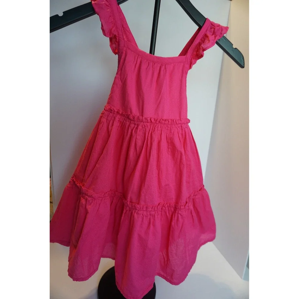 Tommy Bahama Girls Pink Tiered Ruffle Strap Cotton Sundress Size 6 CD60035